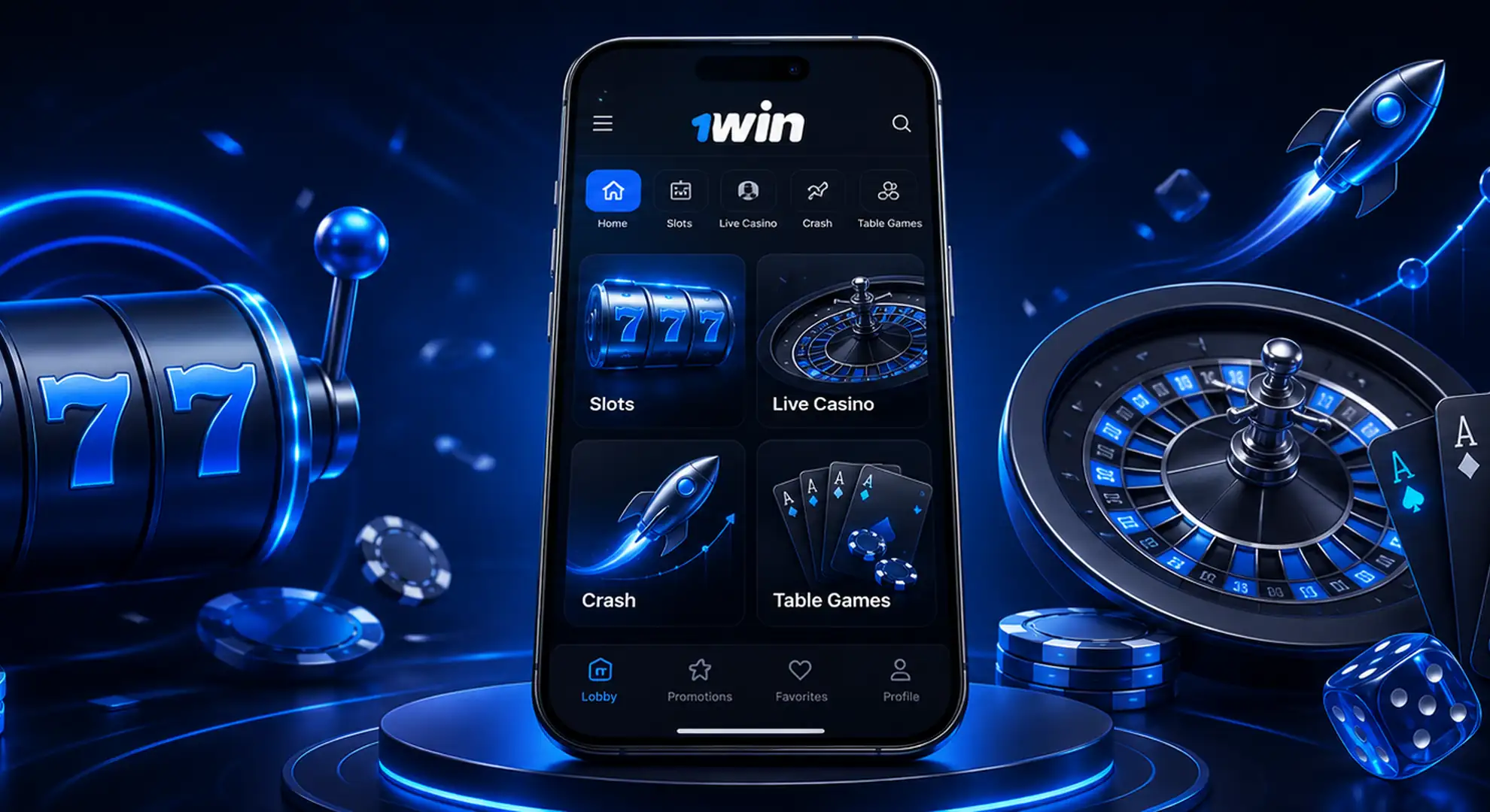 1win casino game categories with slots crash table games and live casino